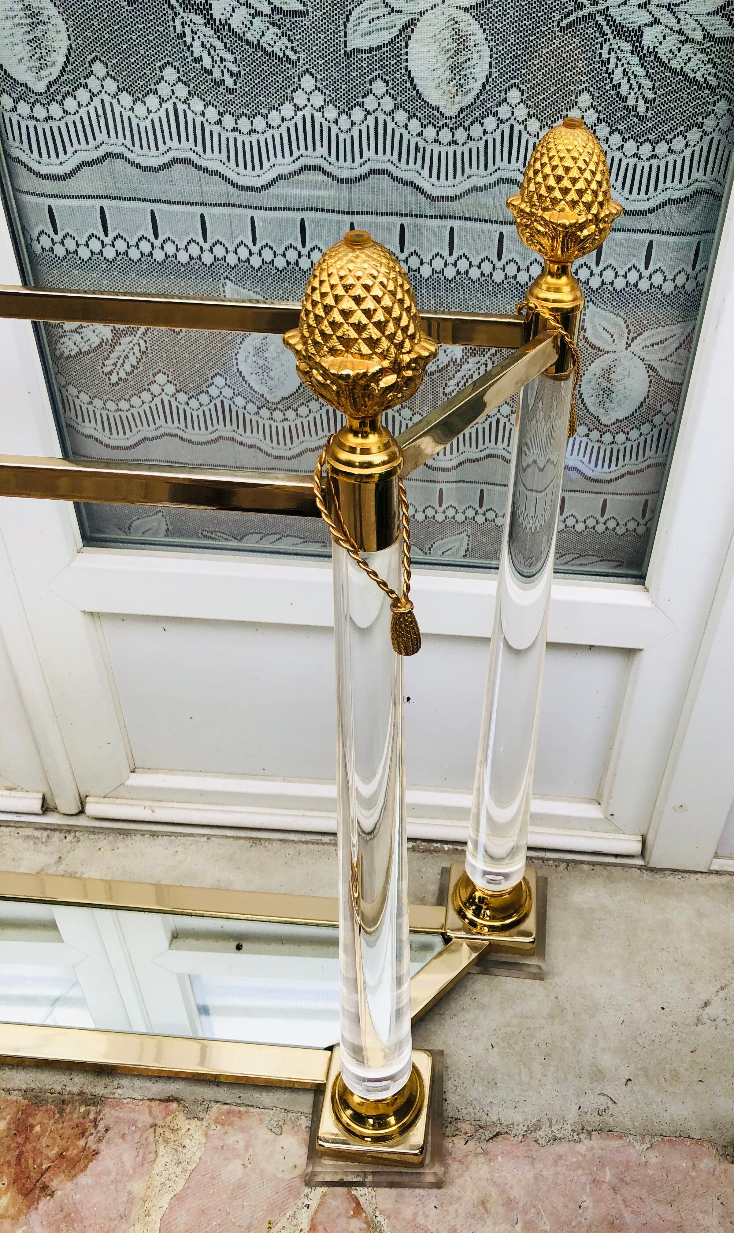 Console in Plexiglas and gold metal