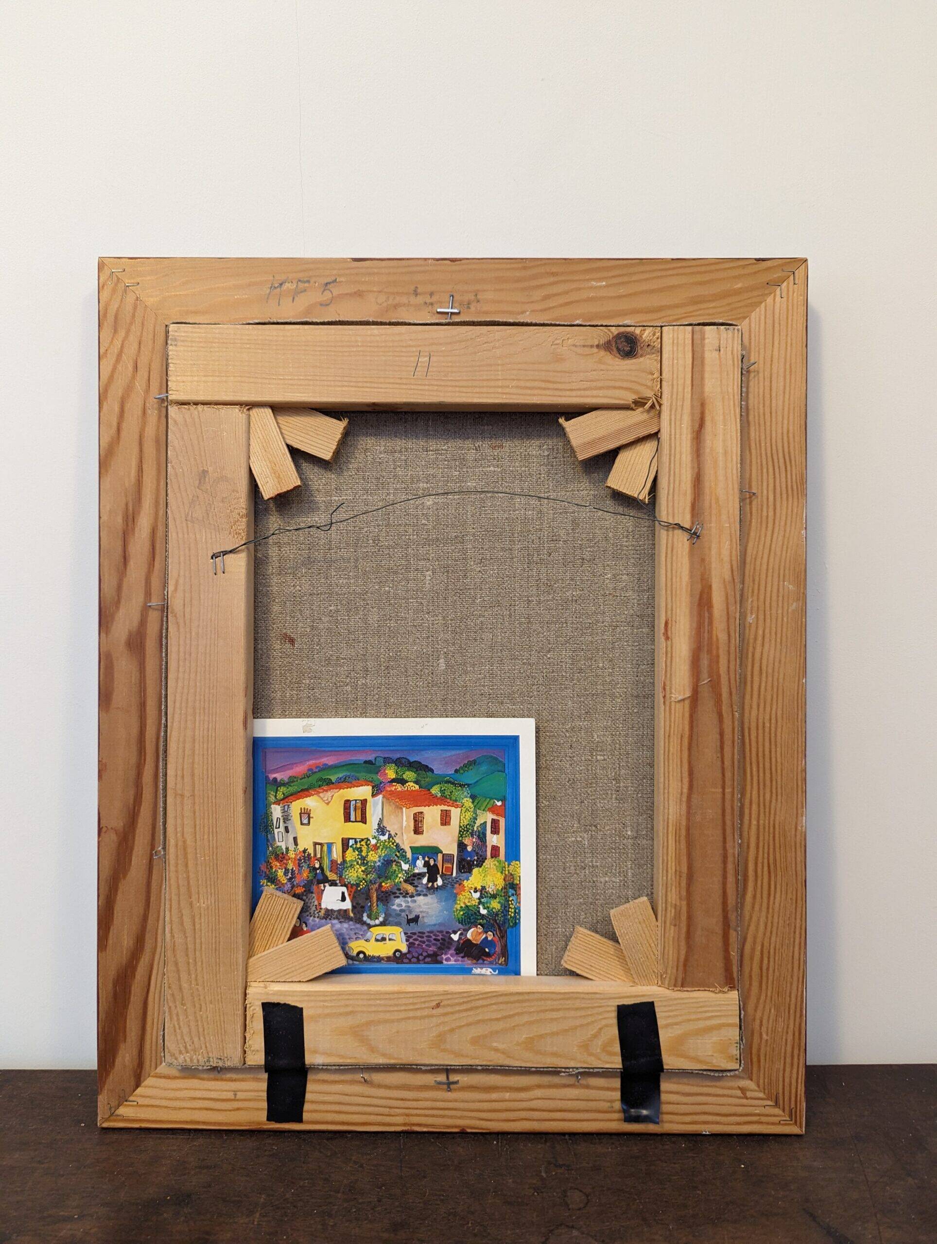 Mid-Century Modern Swedish "The Store" Vintage Figurative Oil Painting, Framed