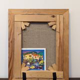 Mid-Century Modern Swedish "The Store" Vintage Figurative Oil Painting, Framed