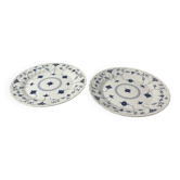 Lot de 2 assiettes plates en faïence anglaise décor floral bleu