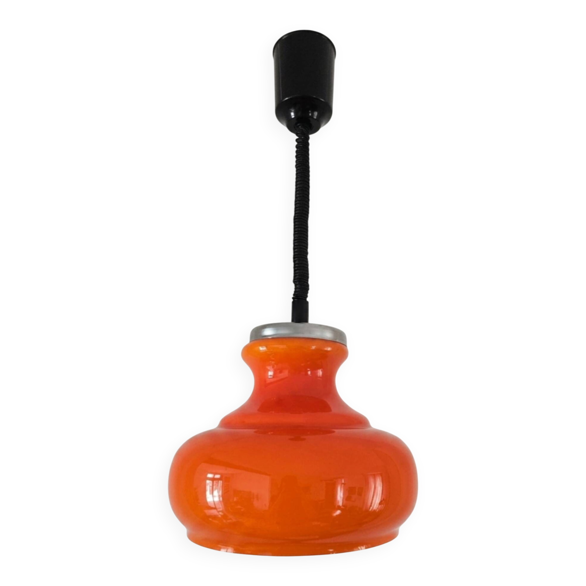 Orange opaline suspension from the 1970s.