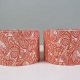 Set of 2 ceramic bedside lamps with paisley pattern shade.