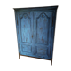 End 18th century wardrobe provençale all solid oak patinated blue by artisan cabinetmaker