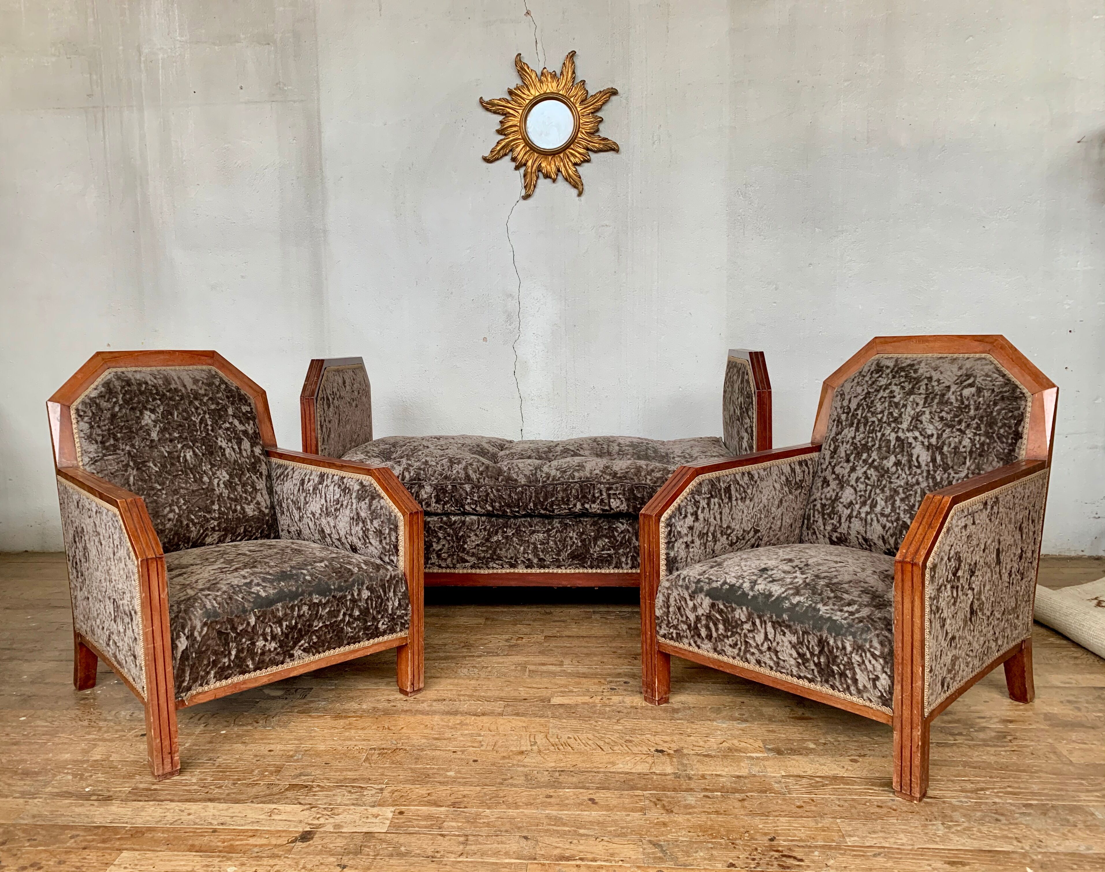 Paire de fauteuils et banquette art déco année 1930 Selency