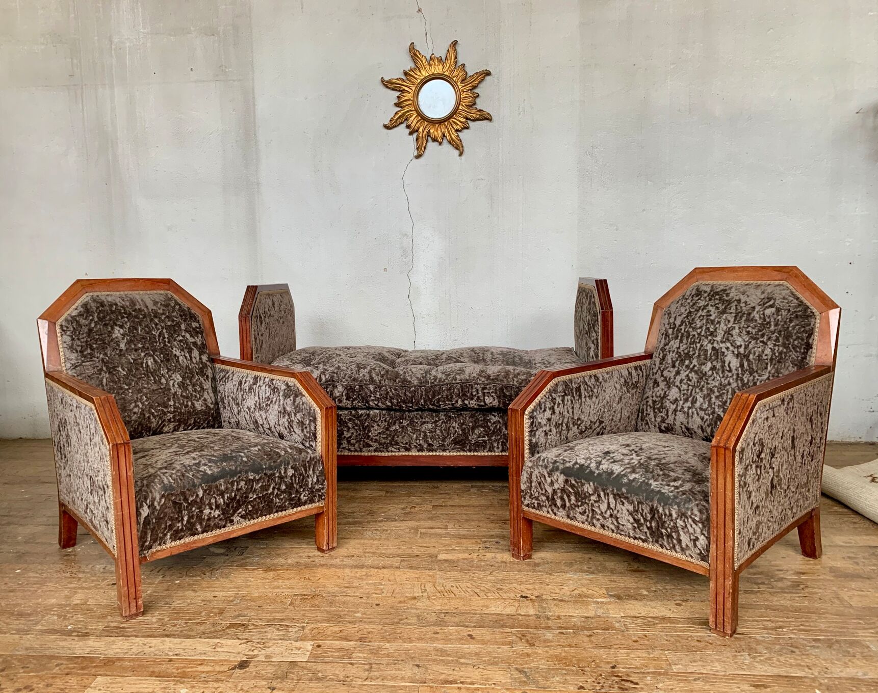 Paire de fauteuils et banquette art déco année 1930 | Selency