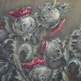 still life painting with thistles HSP signed and dated