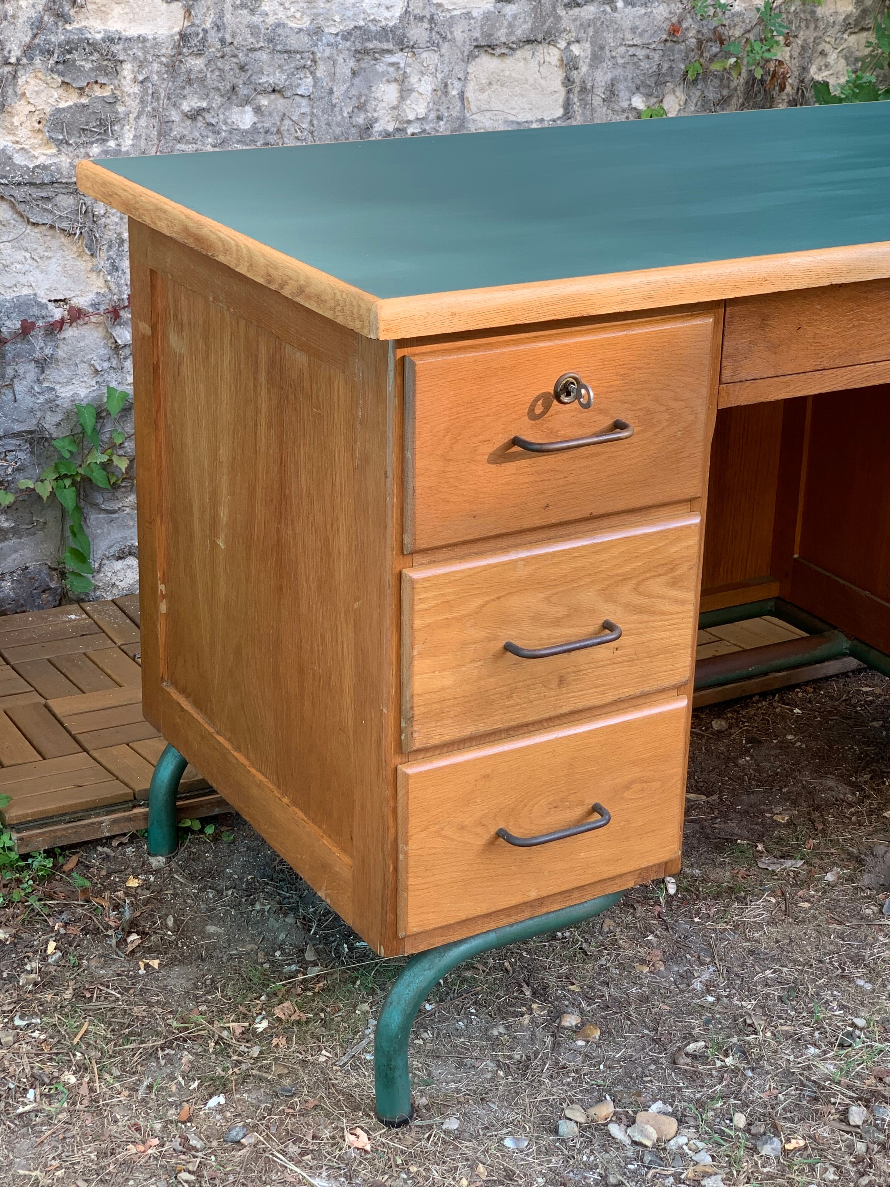 1950s schoolmaster's desk in solid oak