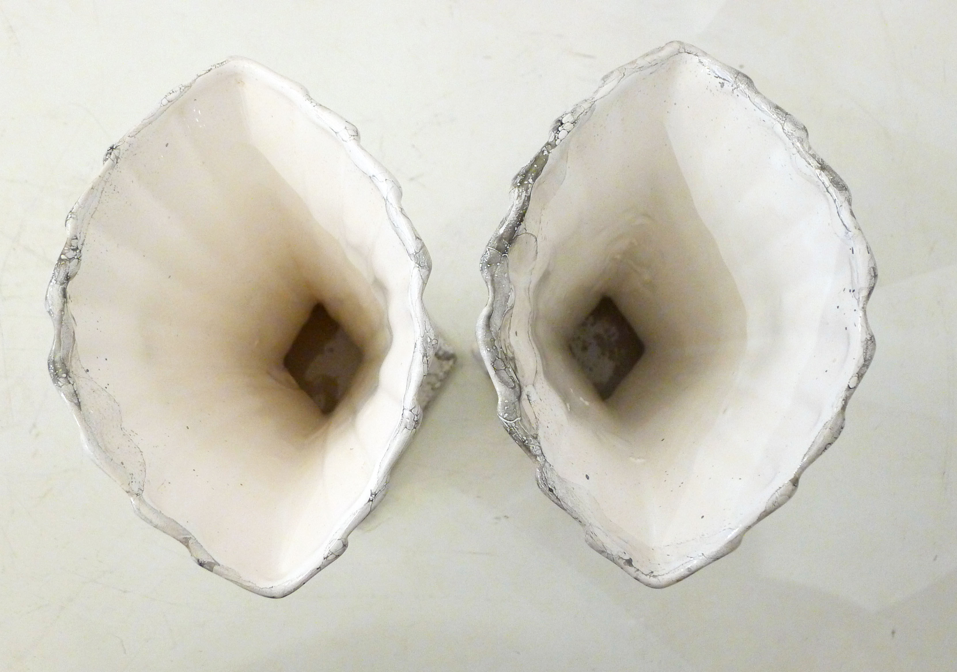 Pair of marble fan vases