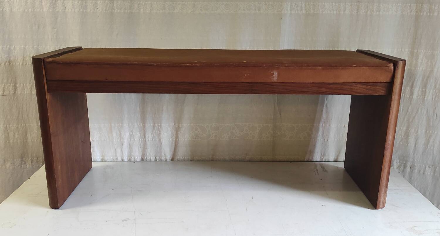 Art Deco design bench in wood and fabric - 1930s/40s