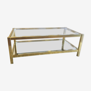 Gold and chrome metal coffee table - 70s