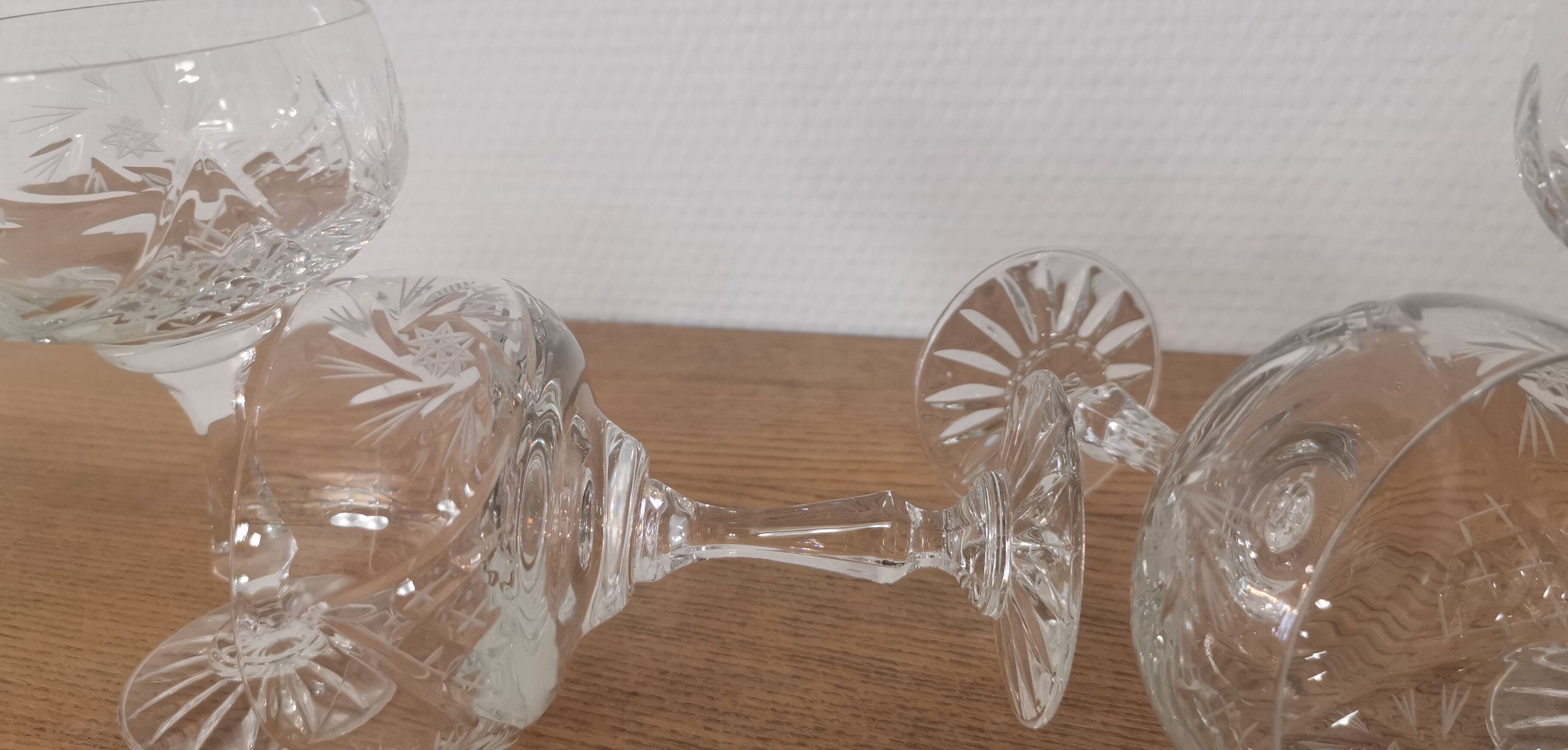 Cut crystal champagne glasses