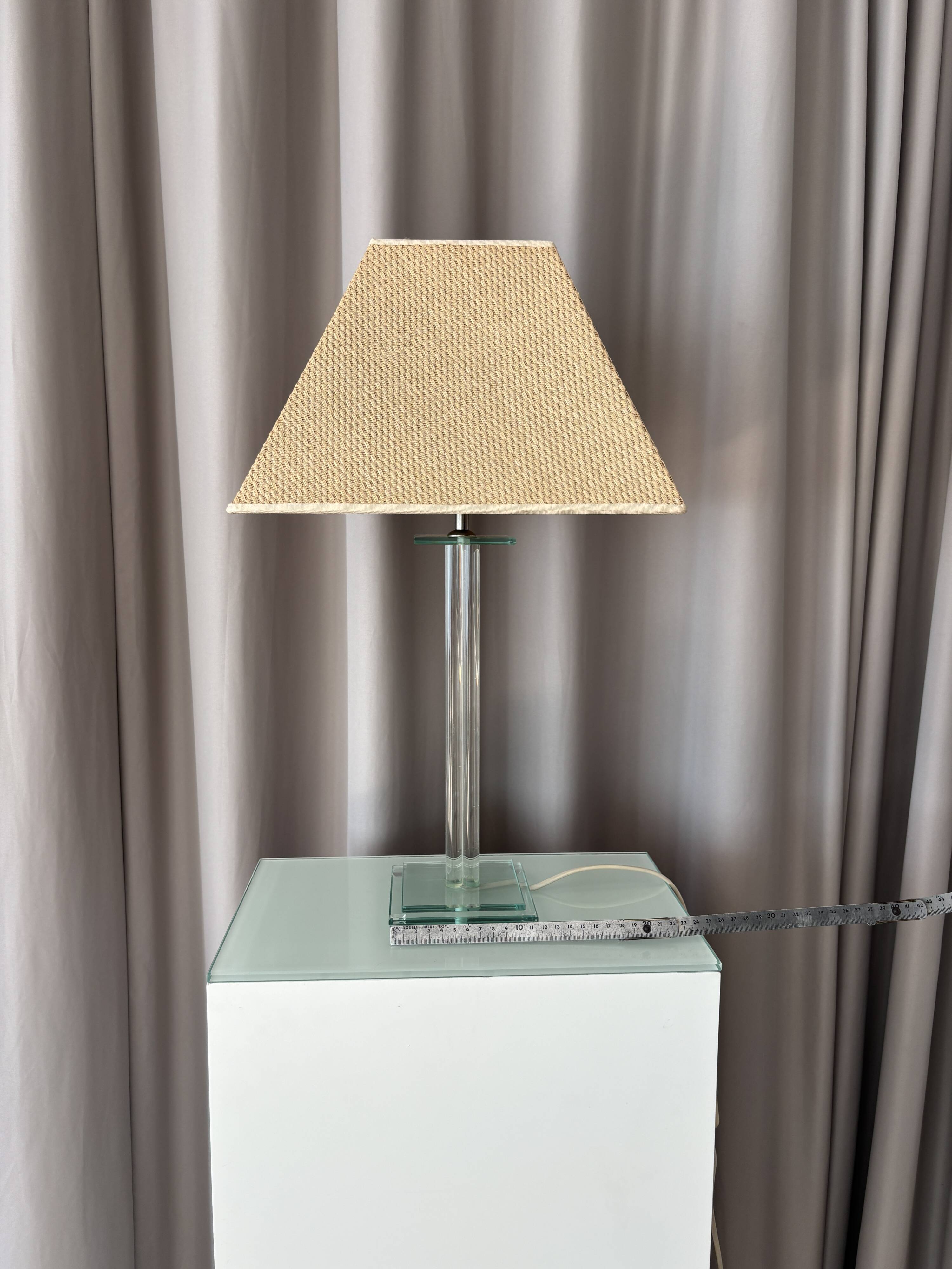 Vintage Hollywood Regency Acrylic Table Lamp with Original Woven Shade
