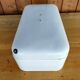 Vintage bread box - white enamel and brass - retro