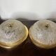 Pair of glass and gold brass ceiling lights, 1970s