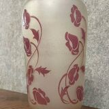 Daum (in the style): large multi-layered vase decorated with purple flowers circa 1930