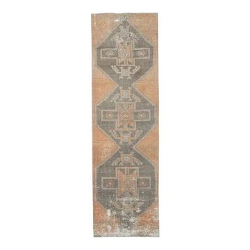 1970s Turkish Hand-Knotted Runner Rug 97x327