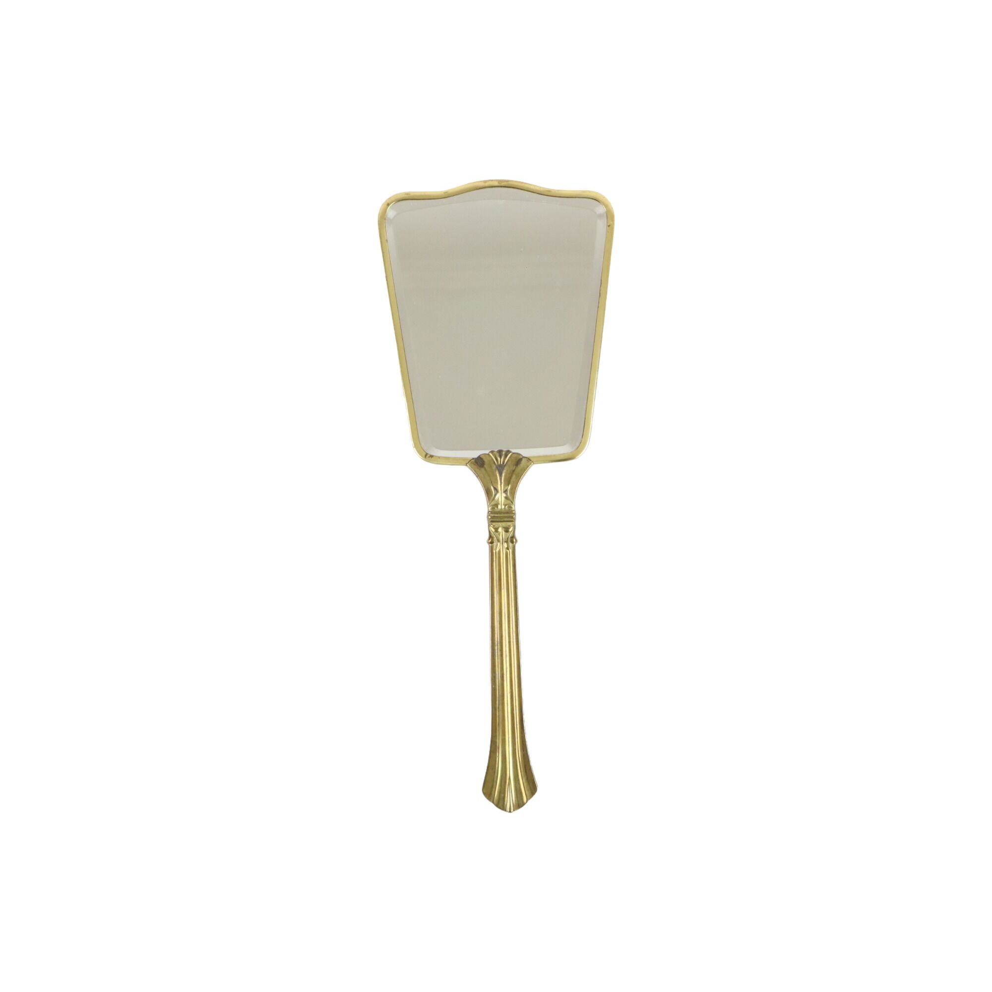 French art deco hand mirror makeup mirror brass facet 31cm