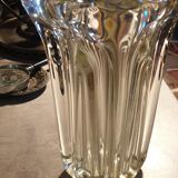 Thick molded glass vase, 50s