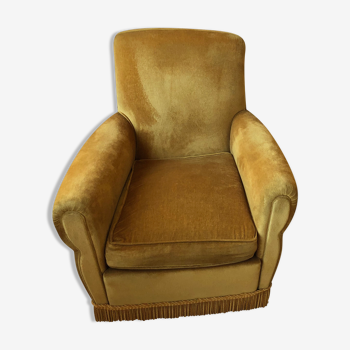 Paire de fauteuils vintage  en velours jaune