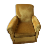 Pair of vintage yellow velvet armchairs