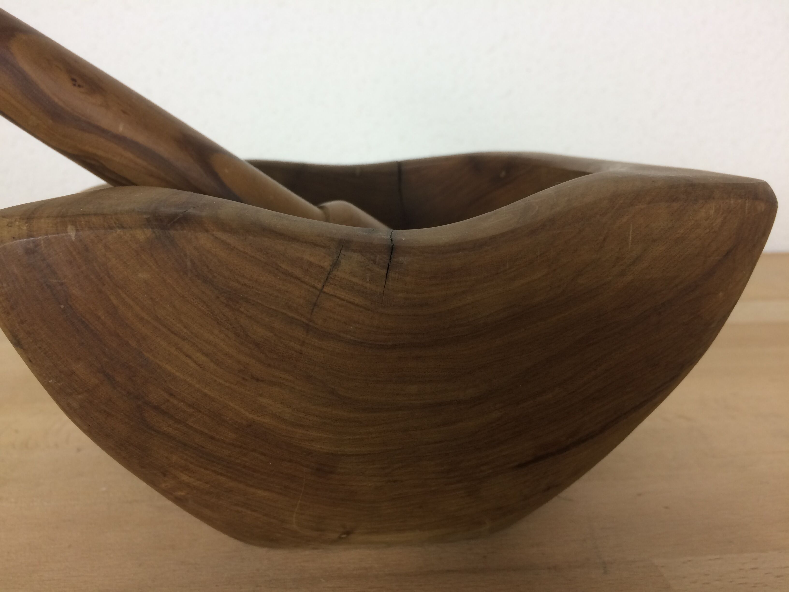 Mortier et pilon en bois d'olivier