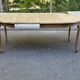 Round extendable dining table Louis XV stripped in solid oak 1950