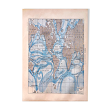 Lithograph map Sea and currents 1897