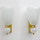Pair of Mid-century Modern Brass and "Pulegoso" Murano Glass Sconces
