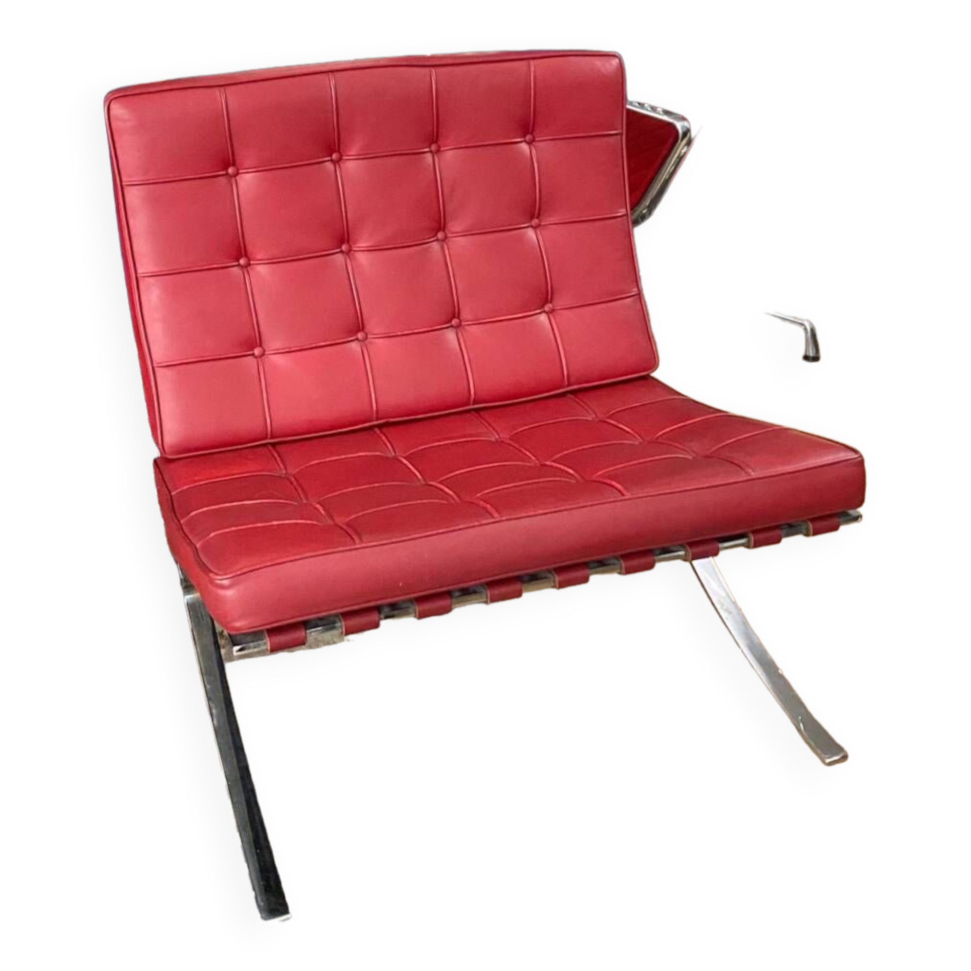 Barcelona red leather chair Knoll edition
