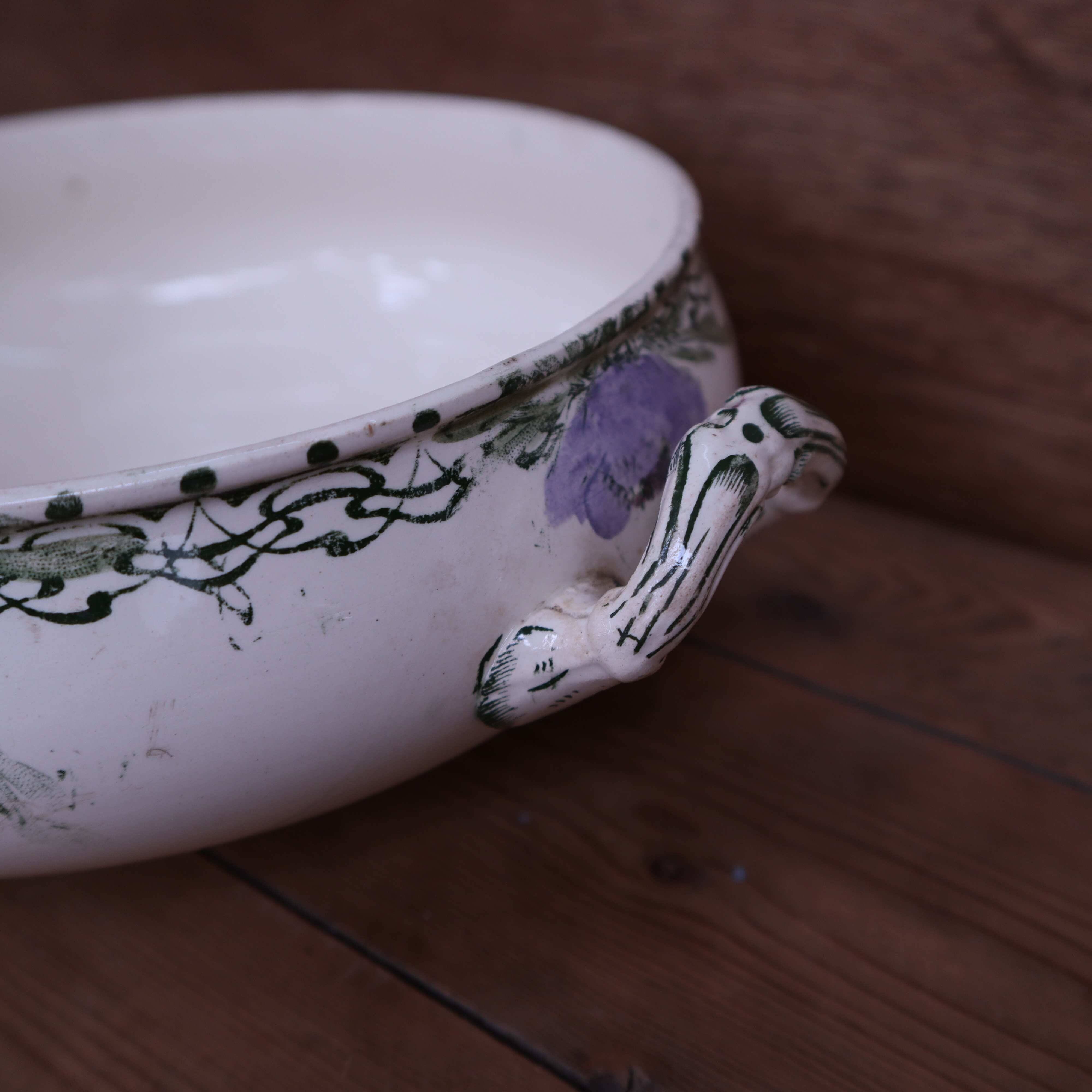 Salad bowl with handles Terre de Fer Creil and Montereau "Madrid"