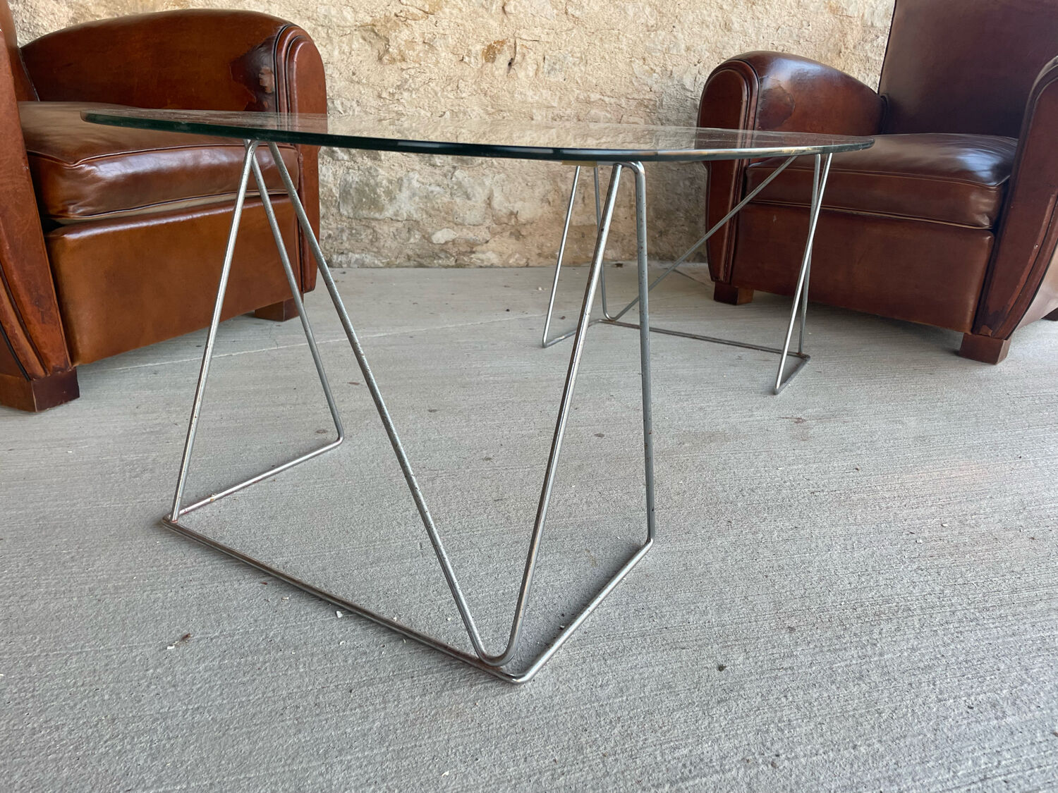 Table basse verre et acier