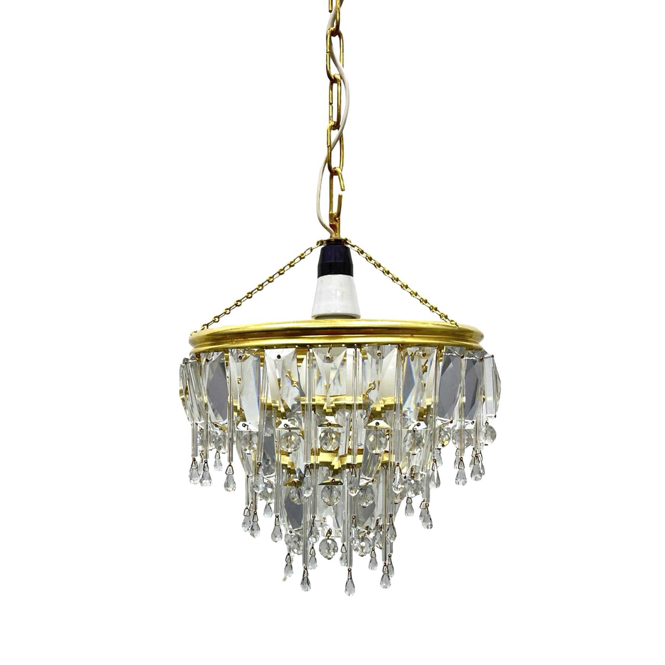 Vintage crystal chandelier Lustry Kamenický Šenov, Czechoslovakia 1970s