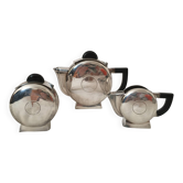 Art Deco coffee service, 3 pieces in silver-plated metal.