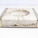 Travertine and brass ashtray