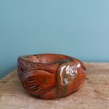 Cendrier zoomorphe poisson en terre cuite émaillée