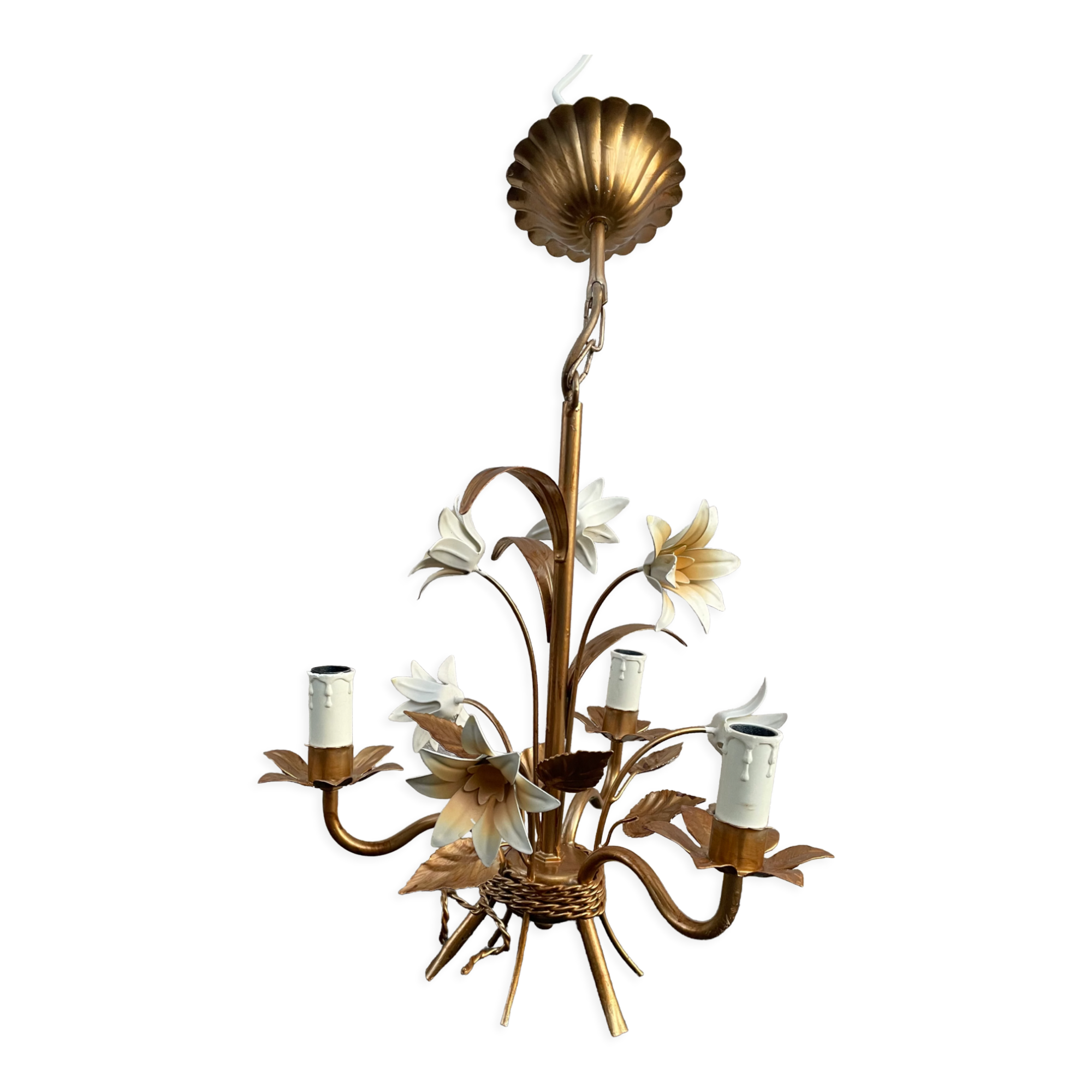 Lustre métal fleurs 3 feux
