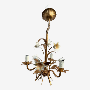 Lustre métal fleurs 3 feux