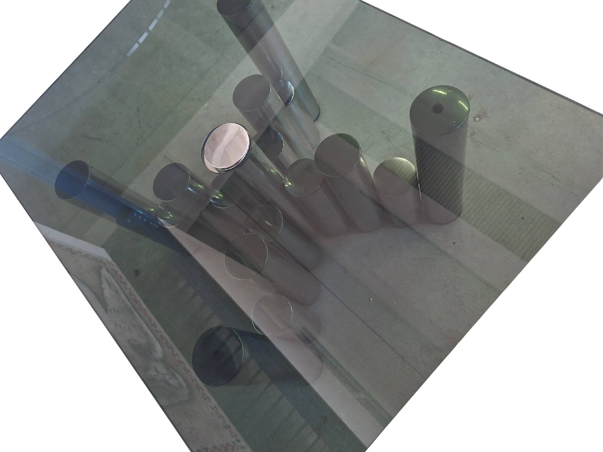 Tavolino Marco Zanuso - Design anni '70 - Cromo e Vetro Fumè