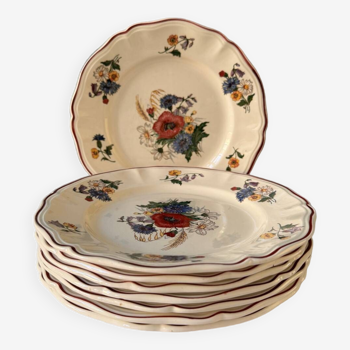 Série de 8 assiettes plates Digoin Sarreguemines, collection Agreste