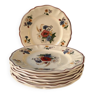 Série de 8 assiettes plates Digoin Sarreguemines, collection Agreste