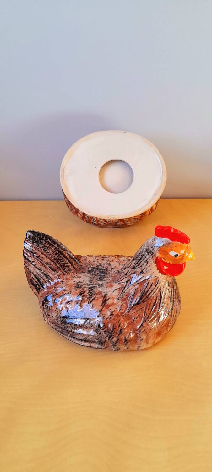 Terrine poule en céramique émaillée 1960