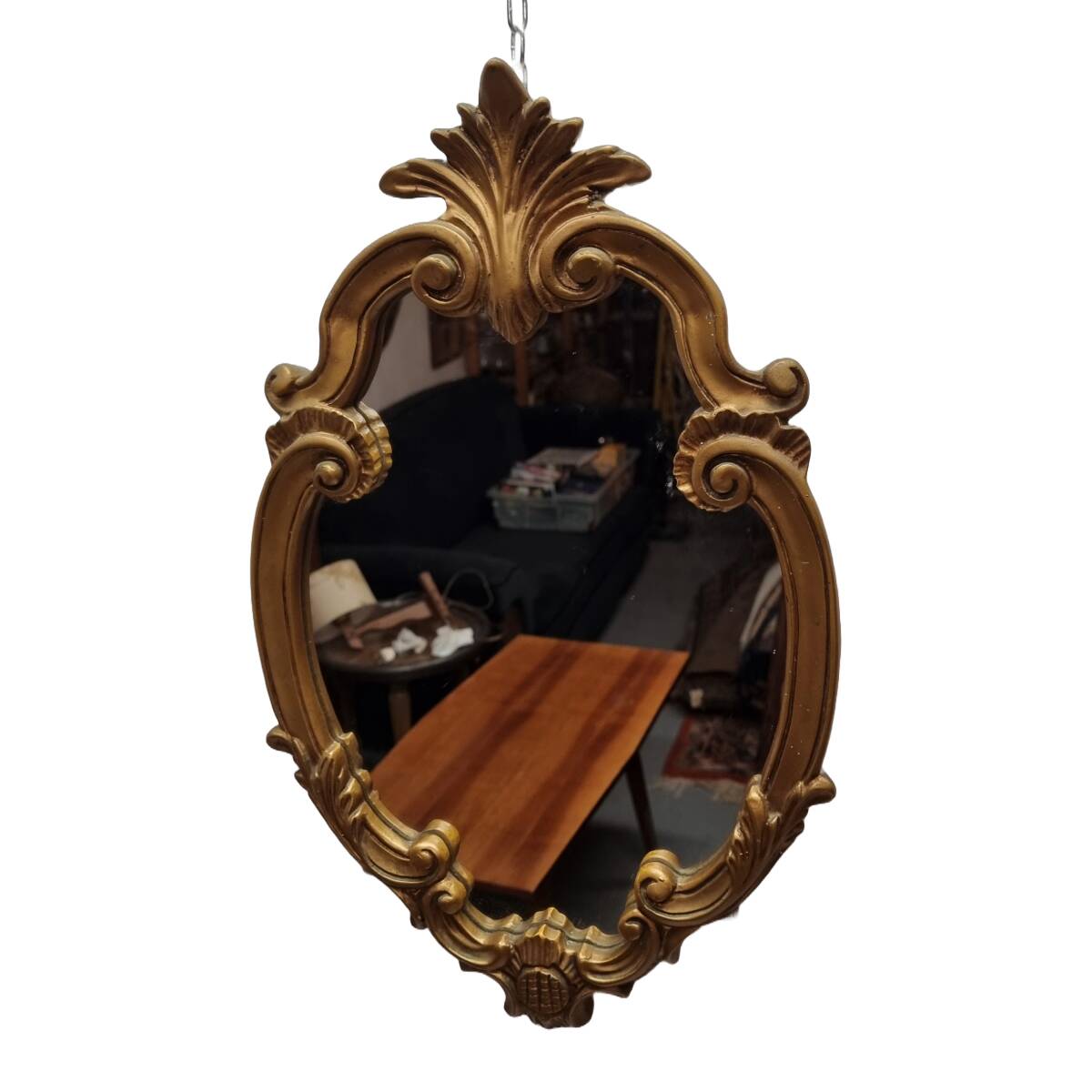 Miroir à crête de style rococo vintage, années 1960/70