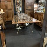 Wrought iron table on marble