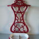 Old umbrella holder cane lion's paw in red and white enamelled cast iron