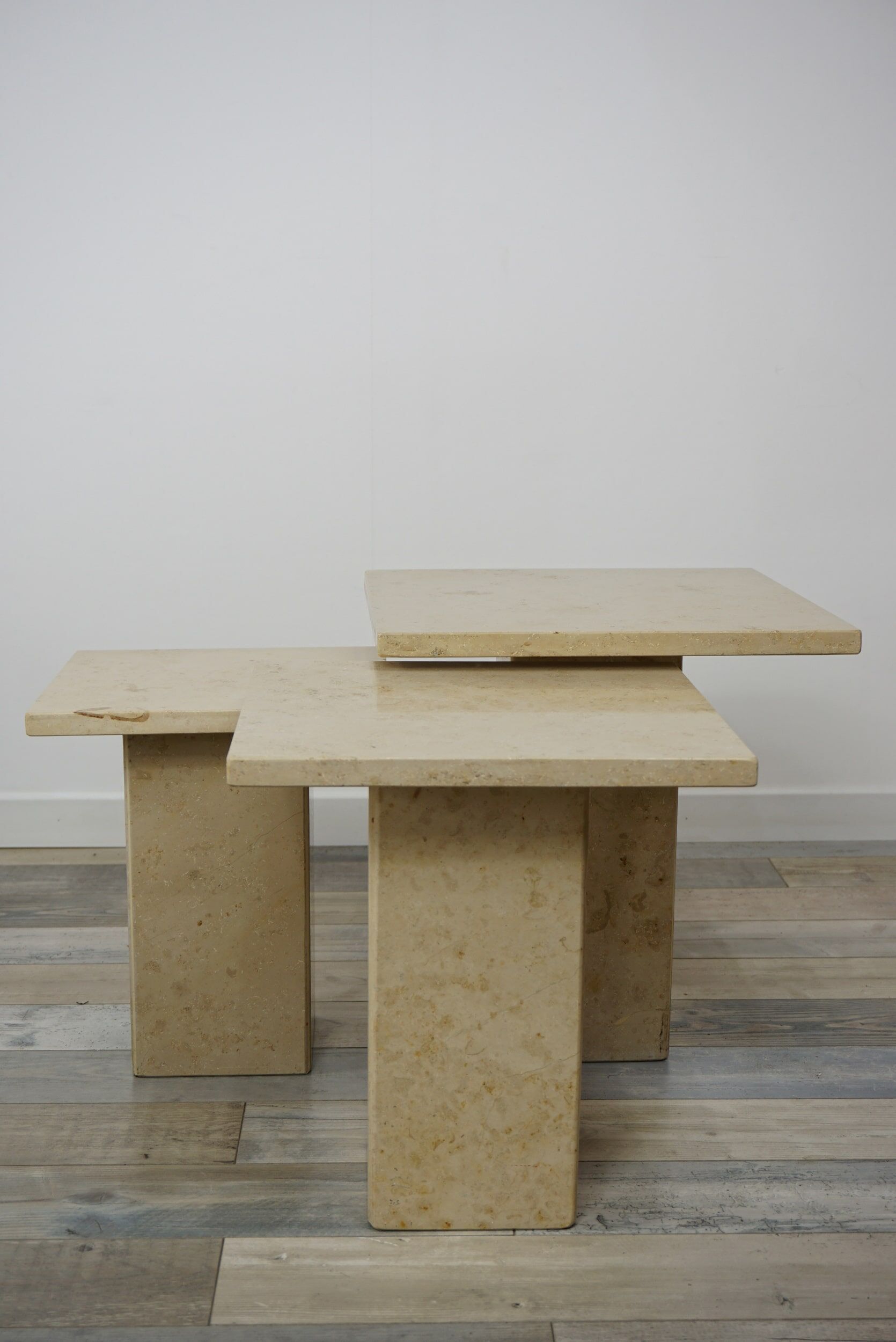 Nesting tables in Burgundy stone