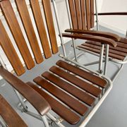 Vintage folding garden set table 4 chairs wood and metal 1960