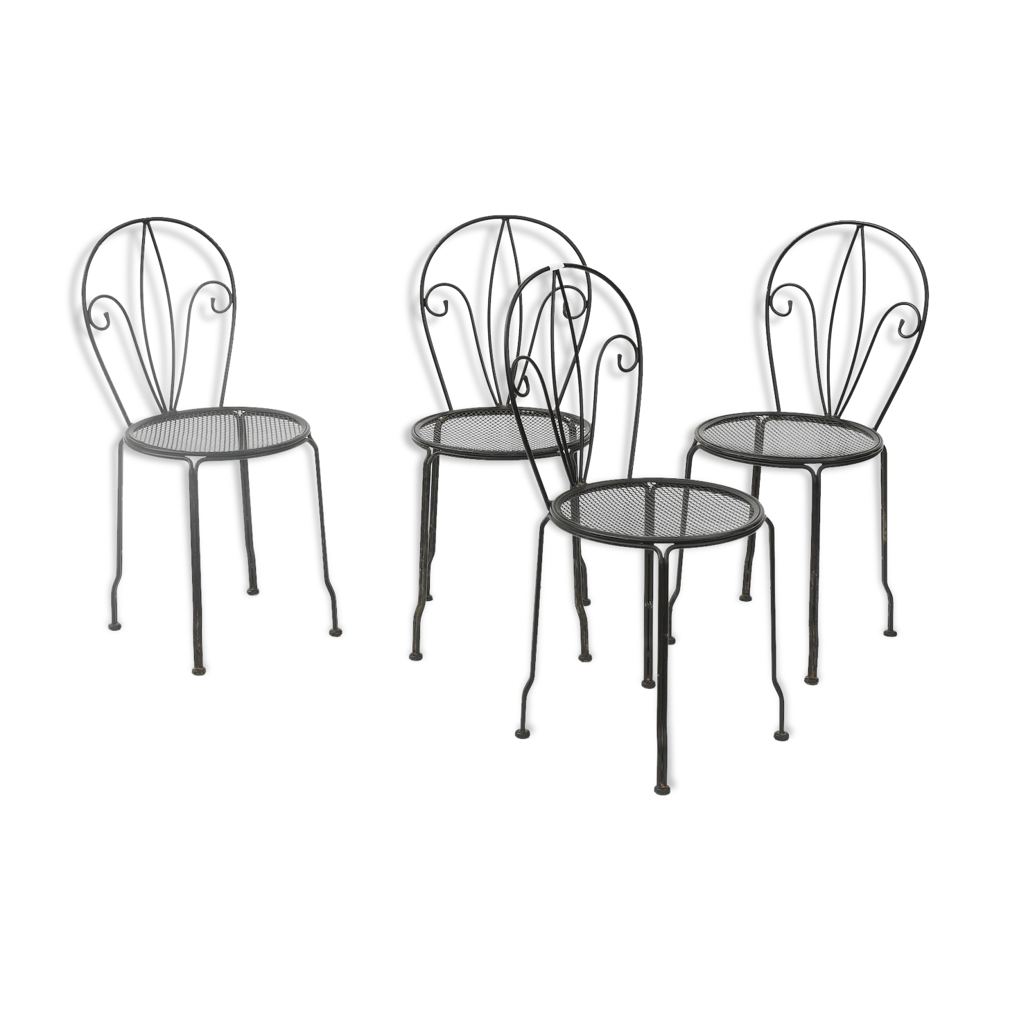 Série de 4 chaises de jardin en métal laqué noir