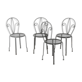 Série de 4 chaises de jardin en métal laqué noir