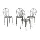 Série de 4 chaises de jardin en métal laqué noir