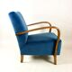 Fauteuil en velours bleu Art Déco, années 1960